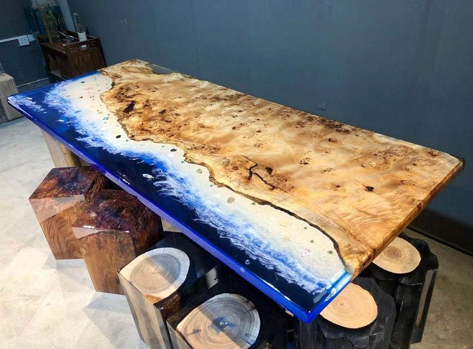 Epoxidharz, Harztisch, Handarbeit, Massivholz