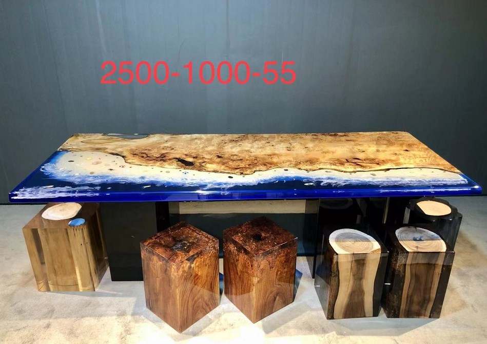 Tisch Epoxidharz blau Meer