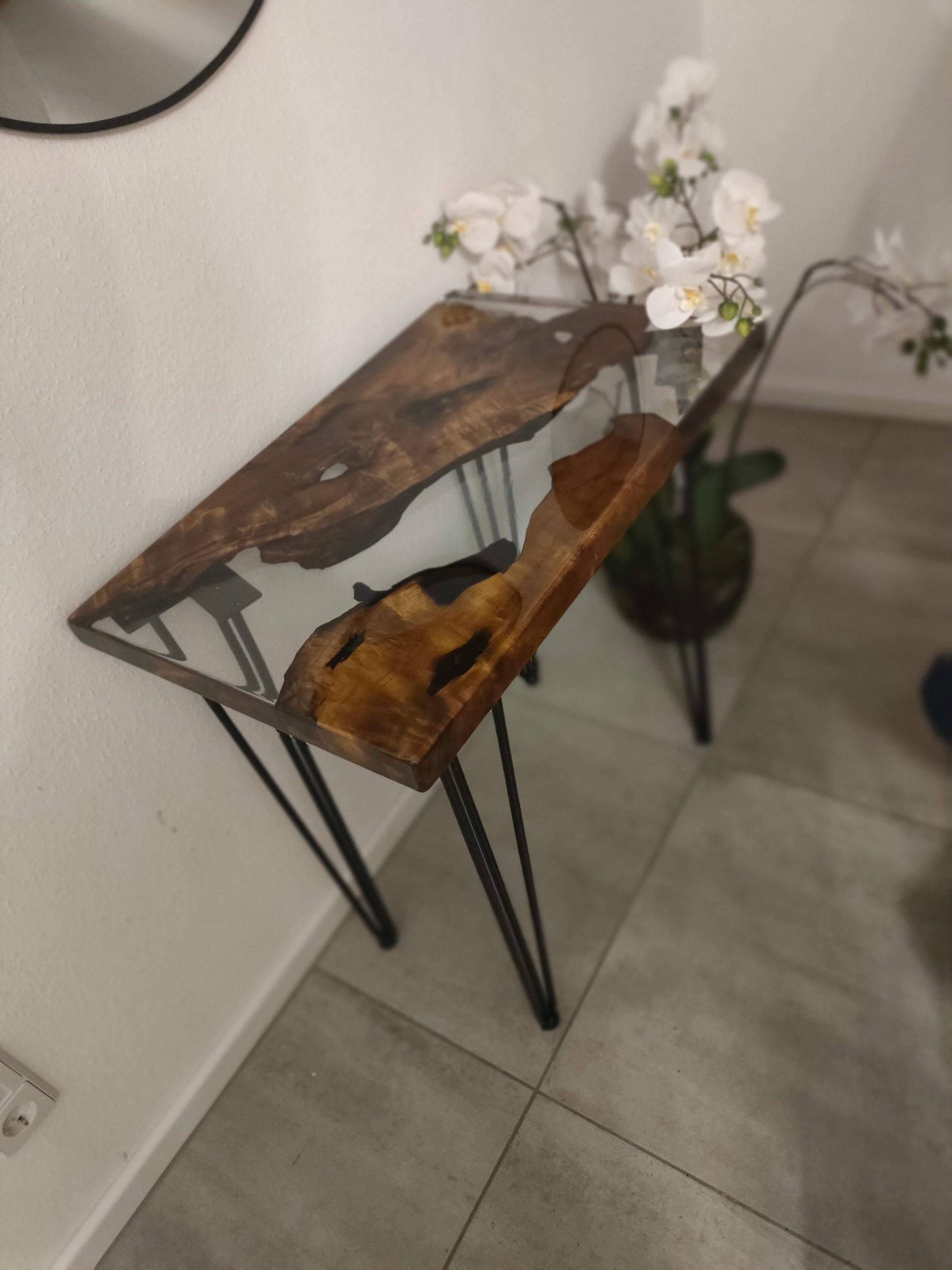 Tischkonsole Flur Massivholz Handarbeit Harztisch