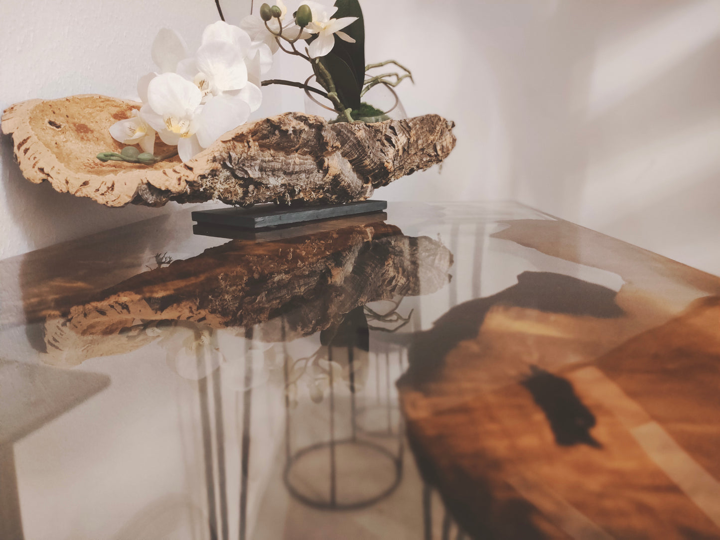 Tischkonsole Flur Massivholz Handarbeit Harztisch