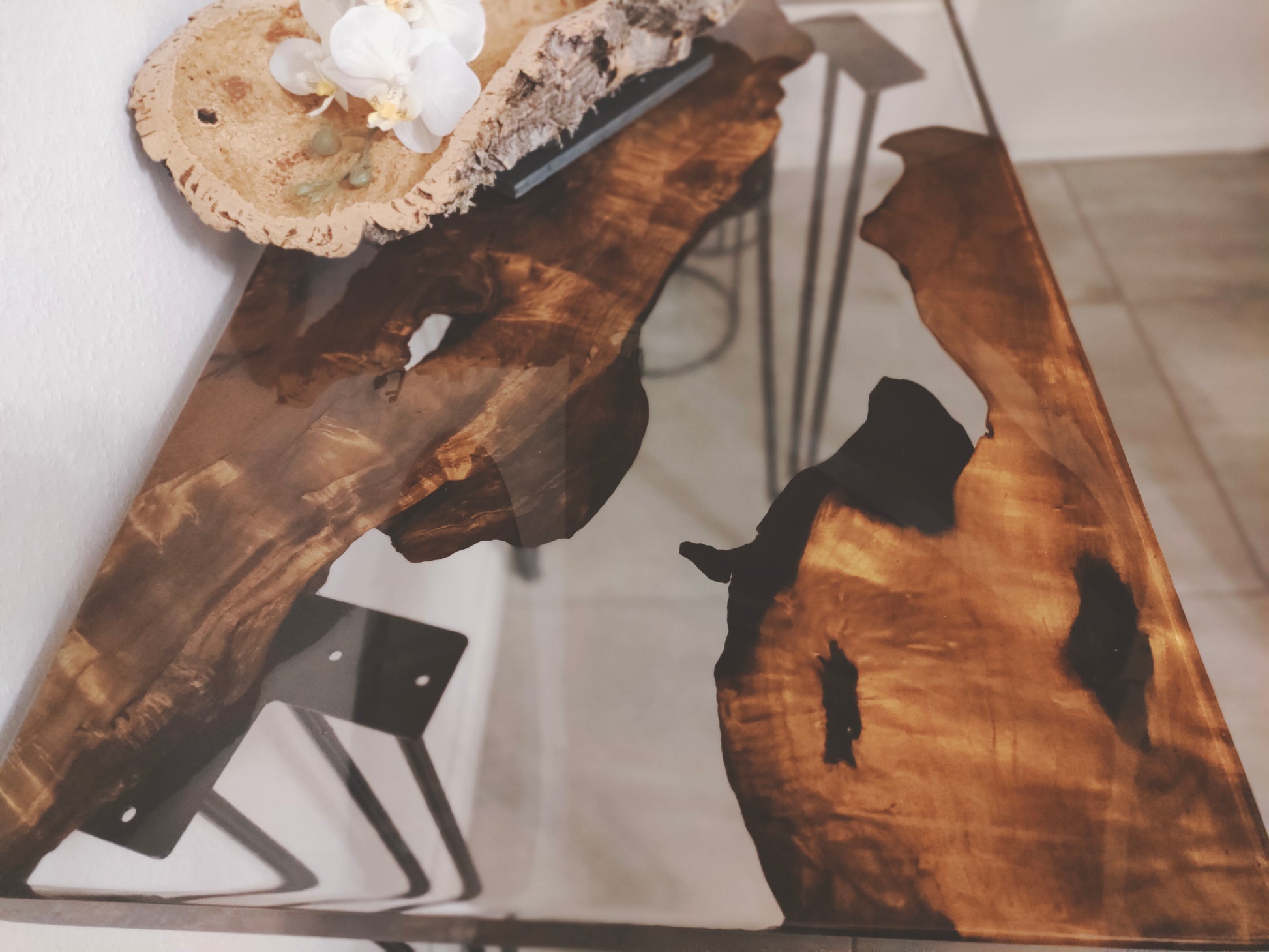 Tischkonsole Flur Massivholz Handarbeit Harztisch