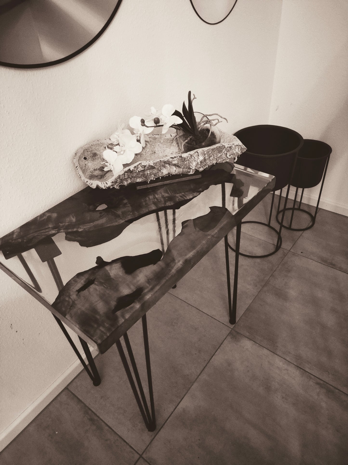 Tischkonsole Flur Massivholz Handarbeit Harztisch