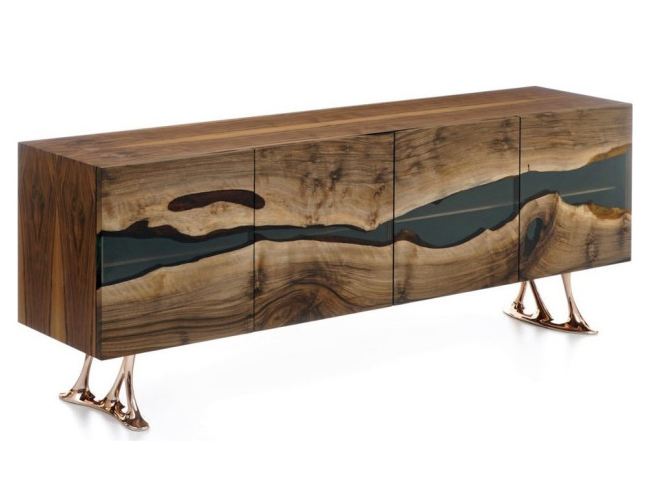 Unterschrank Sideboard Epoxid Harz schwarz